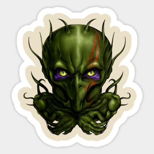 strange alien warrior Sticker